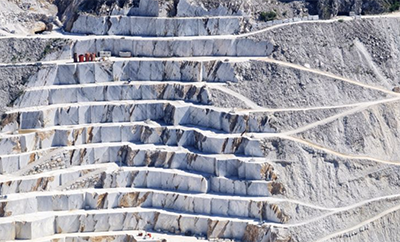 Large format Turkish marble floor tiles in a hotel lobby